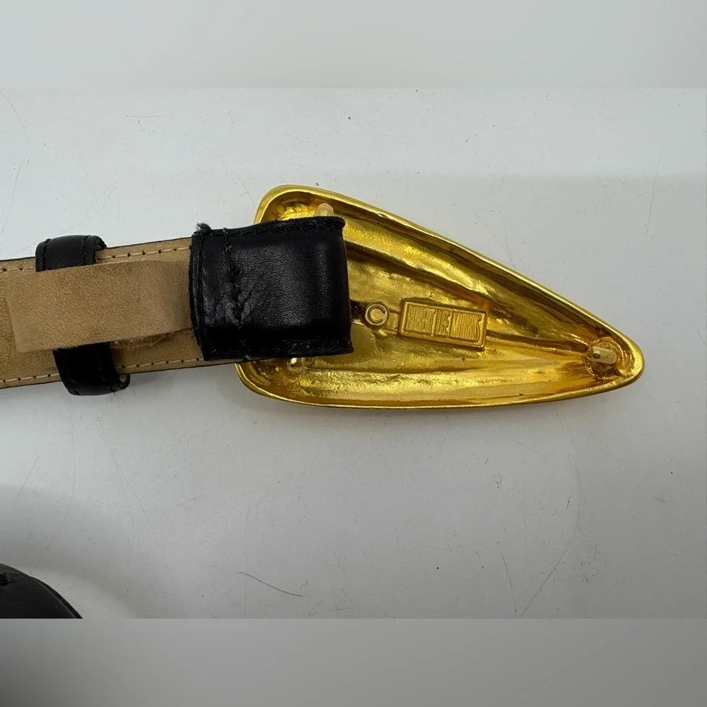 Vintage 1980's ROBERT LEE MORRIS Gold buckle belt size Large